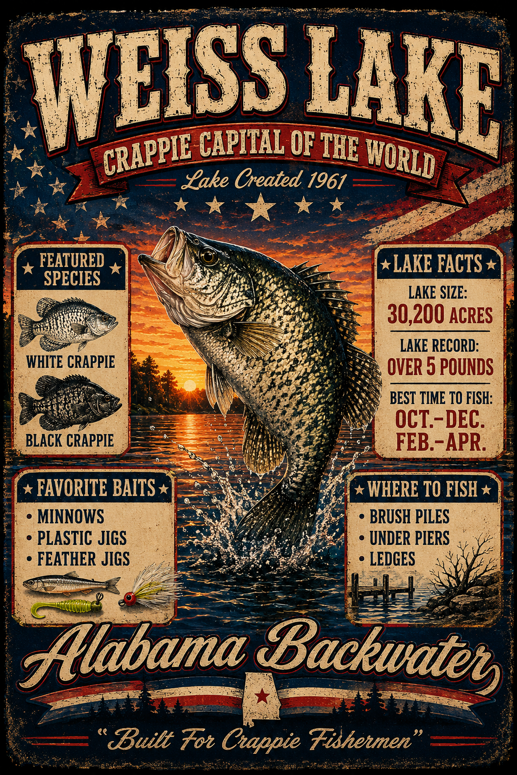 Weiss Lake | Crappie Capital of the World Shirt | Alabama Backwater