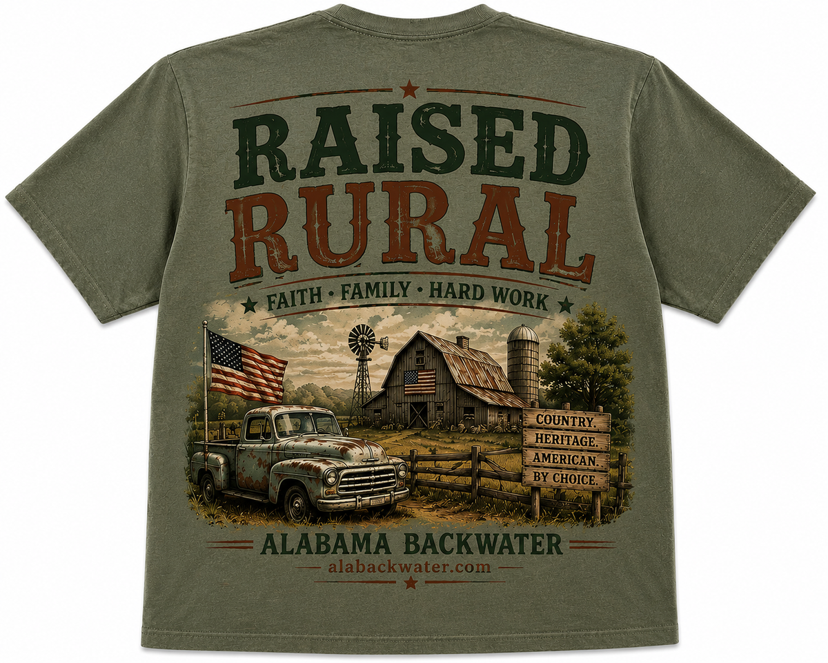 Raised Rural – Faith, Family & Hard Work Alabama T-Shirt