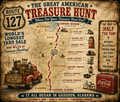 The Great American Treasure Hunt – Route 127 World's Longest Yard Sale Map T-Shirt